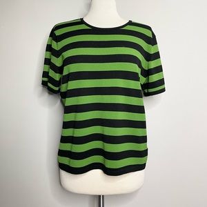 KASPER Striped Short Sleeve Top